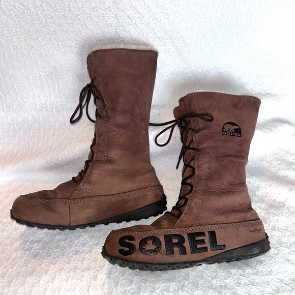 Sorel brown lace-up winter boots women's 8 - Picture 11 of 16